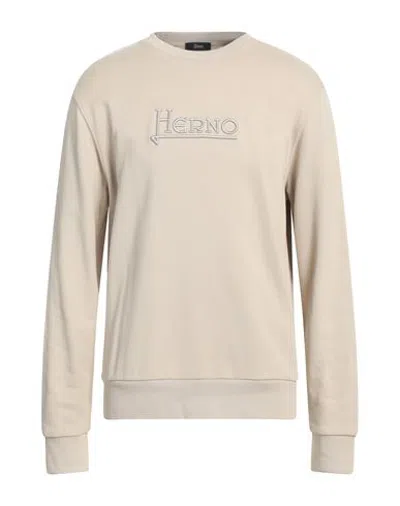 Herno Man Sweatshirt Beige Size 36 Cotton, Elastane