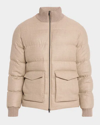 Herno Men & Apos;s Wool Tweed Quilted Bomber Jacket In Animal Print