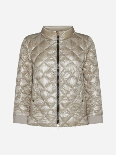 Herno Quilted Nylon Down Bomber Jacket In Chantilly