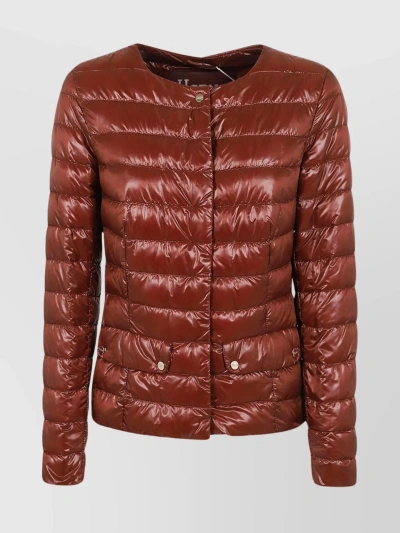 Herno Quilted Shiny Finish Biker Jacket In Red