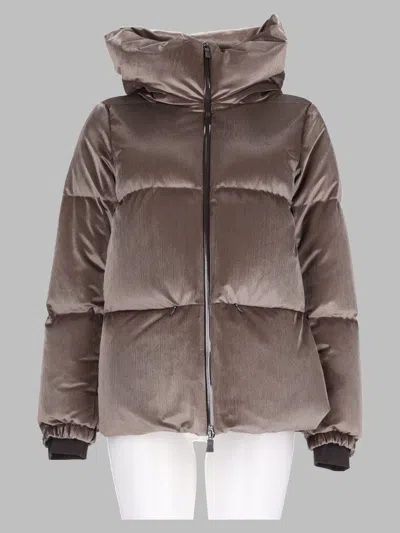 Herno Ribbed Velvet Quilted Raincoat In Dove