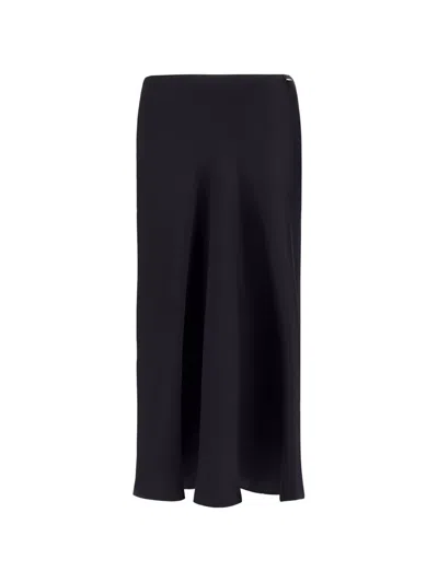 Herno Satin-finish Midi Skirt In Black
