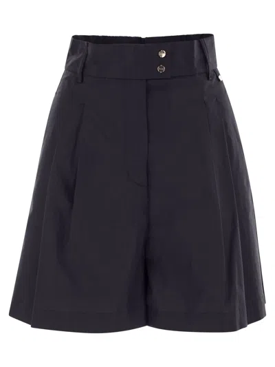 Herno Stretch Cotton Bermuda Shorts In Blue