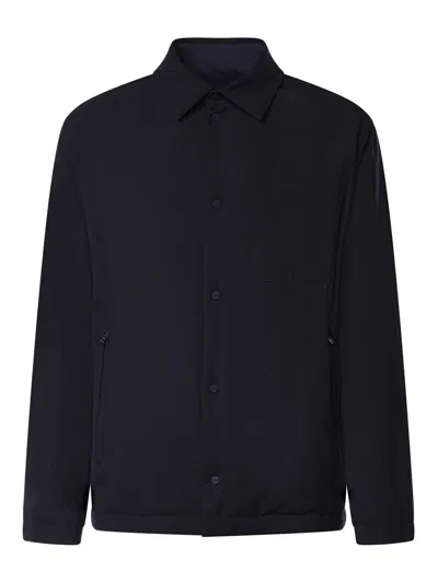 Herno Stretch Wool-blend Overshirt In Black