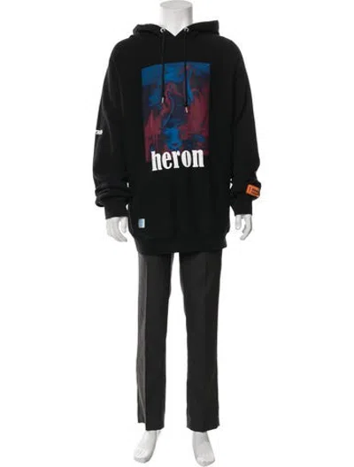 Pre-owned Heron Preston Graphic Print Crew Neck Hoodie In Black