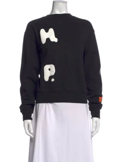 Pre-owned Heron Preston Graphic Print Crew Neck Sweatshirt In Black
