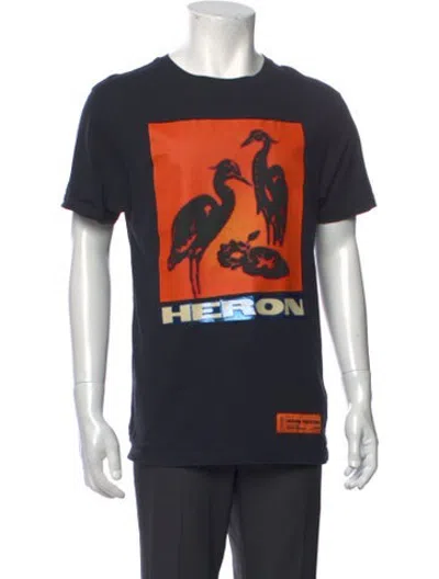 Pre-owned Heron Preston Graphic Print Crew Neck T-shirt In Black