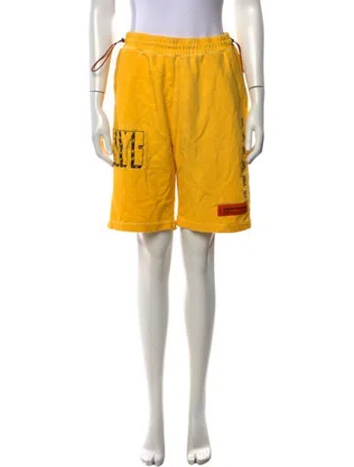 Pre-owned Heron Preston Graphic Print Knee-length Shorts In Yellow