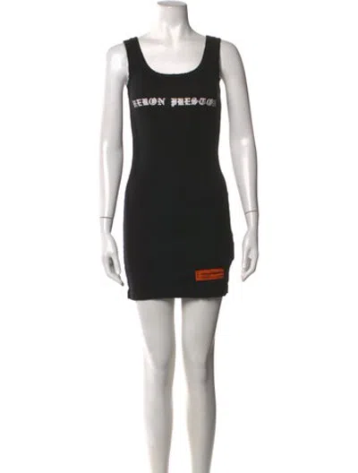 Pre-owned Heron Preston Graphic Print Mini Dress In Black