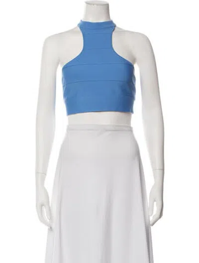 Pre-owned Herve By Herve Leger Halterneck Sleeveless Crop Top In White