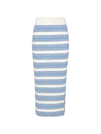 Hevron Horizontal-stripe Ribbed-knit Skirt In Blue