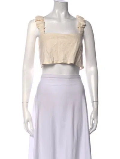 Pre-owned Hevron Linen Square Neckline Crop Top W/ Tags In Neutrals