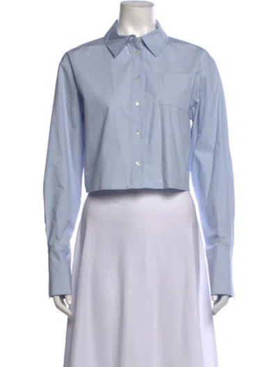 Pre-owned Hevron Long Sleeve Button-up Top In Blue