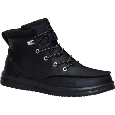 Hey Dude Bradley Faux Leather Chukka Boot In Black/ Black