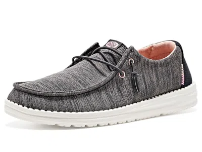 Hey Dude Wendy Heathered Mix Women's Shoes Black Oyster: 6 M, Polyester In Multi