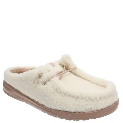 Hey Dude Women's Wendy Slip Sherpa Shoes In Egret In Animal Print