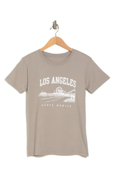 Hi Res La Santa Monica Cotton Graphic T-shirt In Washed Mourning Dove