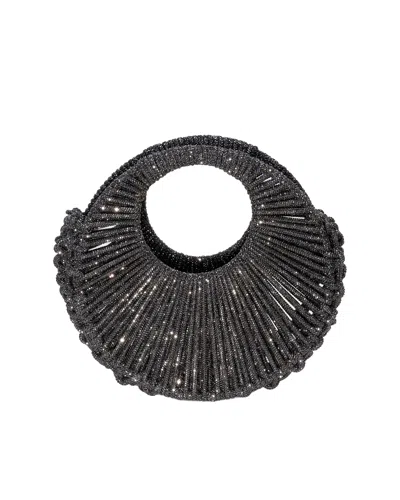 Hibourama Jaya Rainbow Hematite Fan-shaped Shoulder Bag In Black