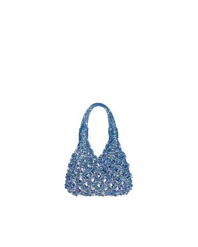 Hibourama Jeans Vannifique Mini Compact Crystal Handbag In Blue