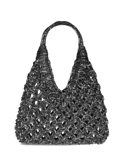 Hibourama Vannifique Braided Crystal-embellished Tote Bag In Gray