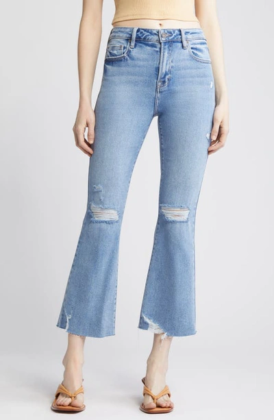 Hidden Jeans Ripped High Waist Crop Flare Jeans In Light Wash
