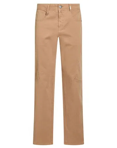 High Use Woman Pants Camel Size 12 Cotton, Elastane In Sand