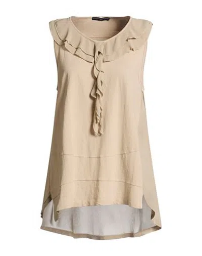 High Use Woman Top Beige Size L Cotton, Linen, Viscose In Neutral