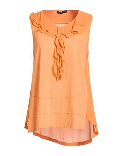 High Use Woman Top Orange Size L Cotton, Linen, Viscose