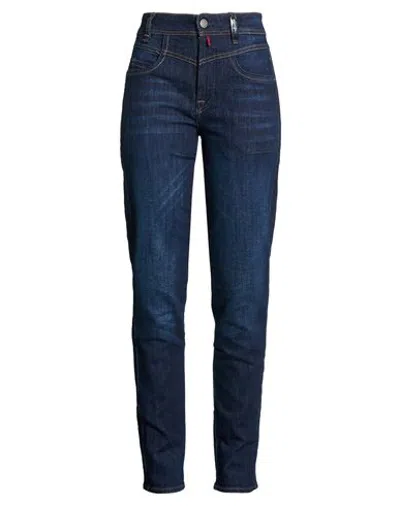 High Woman Jeans Blue Size 16 Cotton, Elastane