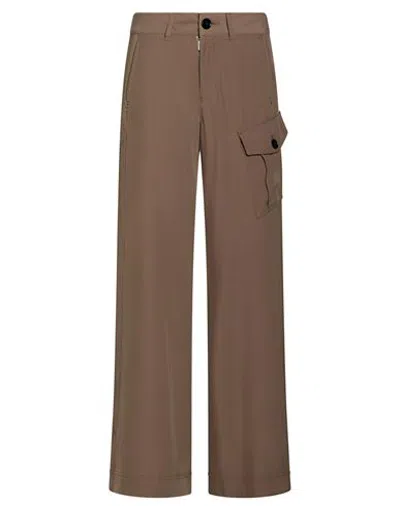 High Woman Pants Khaki Size 8 Polyester, Elastane In Brown