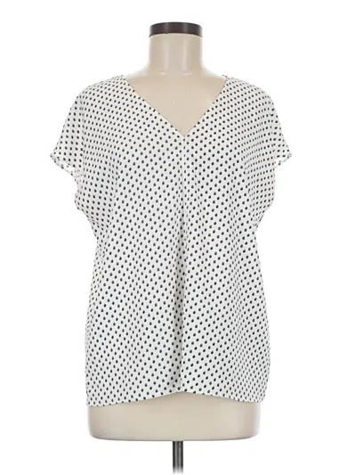 Pre-owned Hilary Radley Short Sleeve Blouse In White
