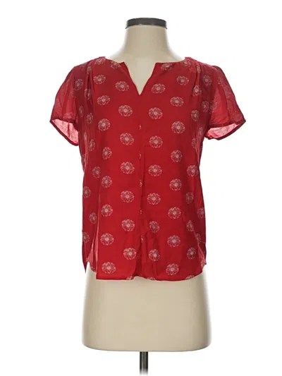 Pre-owned Hinge Short Sleeve Blouse In Red