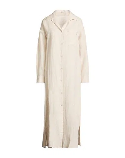 Hinnominate Woman Maxi Dress Beige Size M Linen, Viscose In Neutral