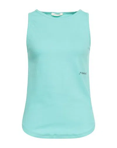 Hinnominate Woman Tank Top Light Green Size M Cotton, Elastane