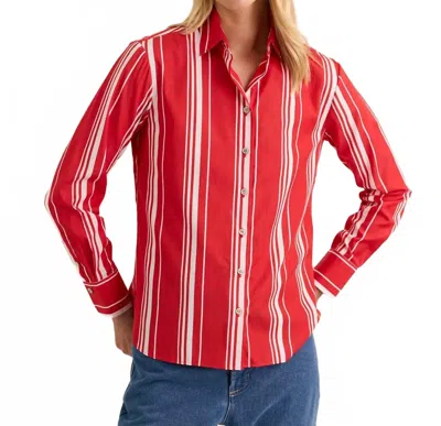 Hinson Wu Margot Long Sleeve Stripe Shirt In Red/white
