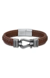 Hmy Jewelry Braided Leather Bracelet In Silver/ Brown
