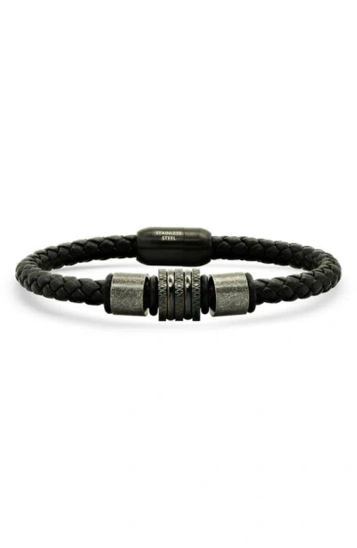 Hmy Jewelry Mens' Braided Leather Bracelet In Black