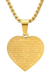 Hmy Jewelry Stainless Steel Prayer Pendant Necklace In Yellow