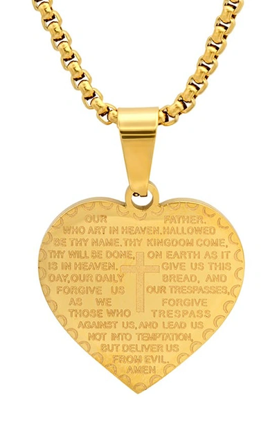 Hmy Jewelry Stainless Steel Prayer Pendant Necklace In Yellow
