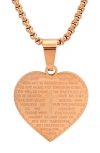 Hmy Jewelry Stainless Steel Prayer Pendant Necklace In Rose
