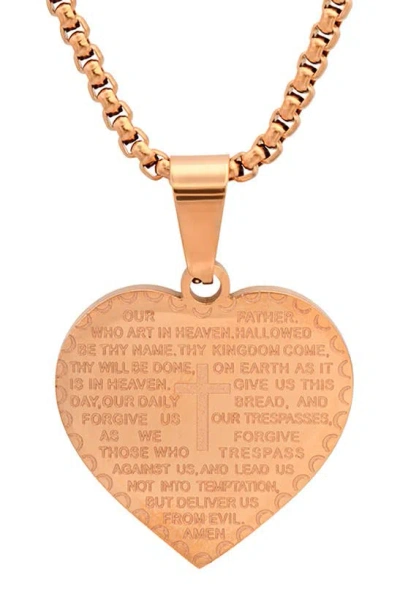 Hmy Jewelry Stainless Steel Prayer Pendant Necklace In Rose