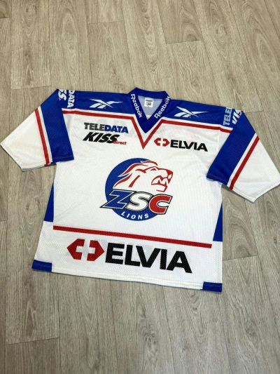 Pre-owned Hockey Jersey X Nhl Vintage Zsc Lions Switzerland Hockey Jersey 90's In White
