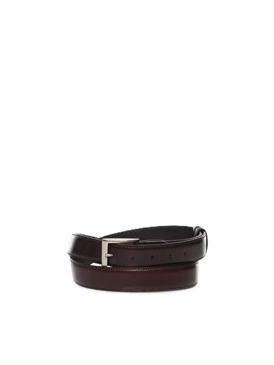 Hogan Dark Brown Leather Belt In Black