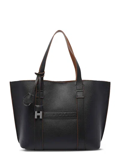 Hogan Script Shopping Piccola Pebbled Leather Tote Bag In Black