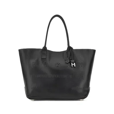 Hogan Structured Embossed Lettering Tote Bag In Black