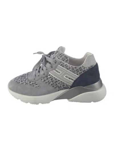 Pre-owned Hogan Suede Tweed Pattern Sneakers In Grey
