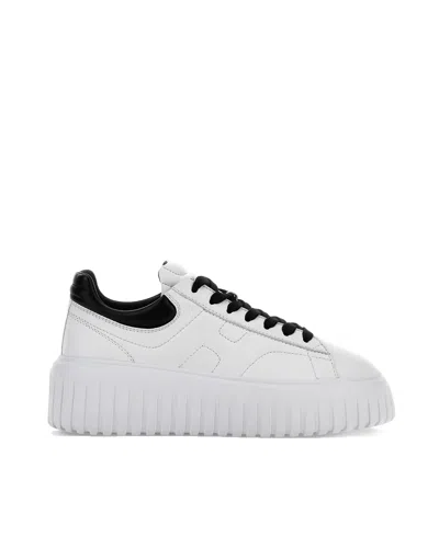 Hogan Women's Platform Low-top Sneakers In B001(bianco)+b999(nero)