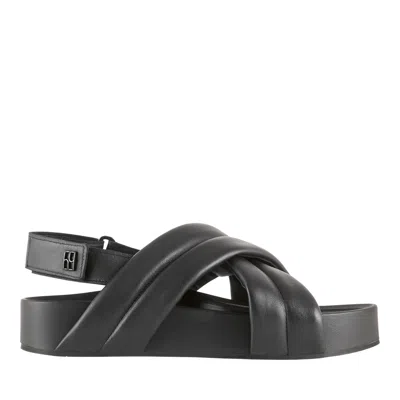 Hogl Black Wedge Padded Leather Sandals