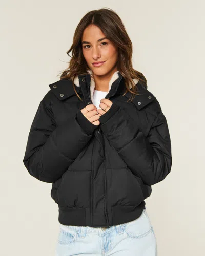 Hollister Feel Good Puffer Jacket In Black