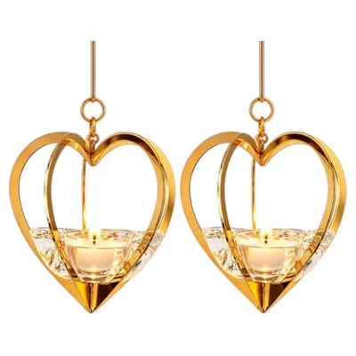 Pre-owned Holmegaard 1 Of The 2  Golden Christmas Candleholder Heart, Denmark 2006 In Orange
